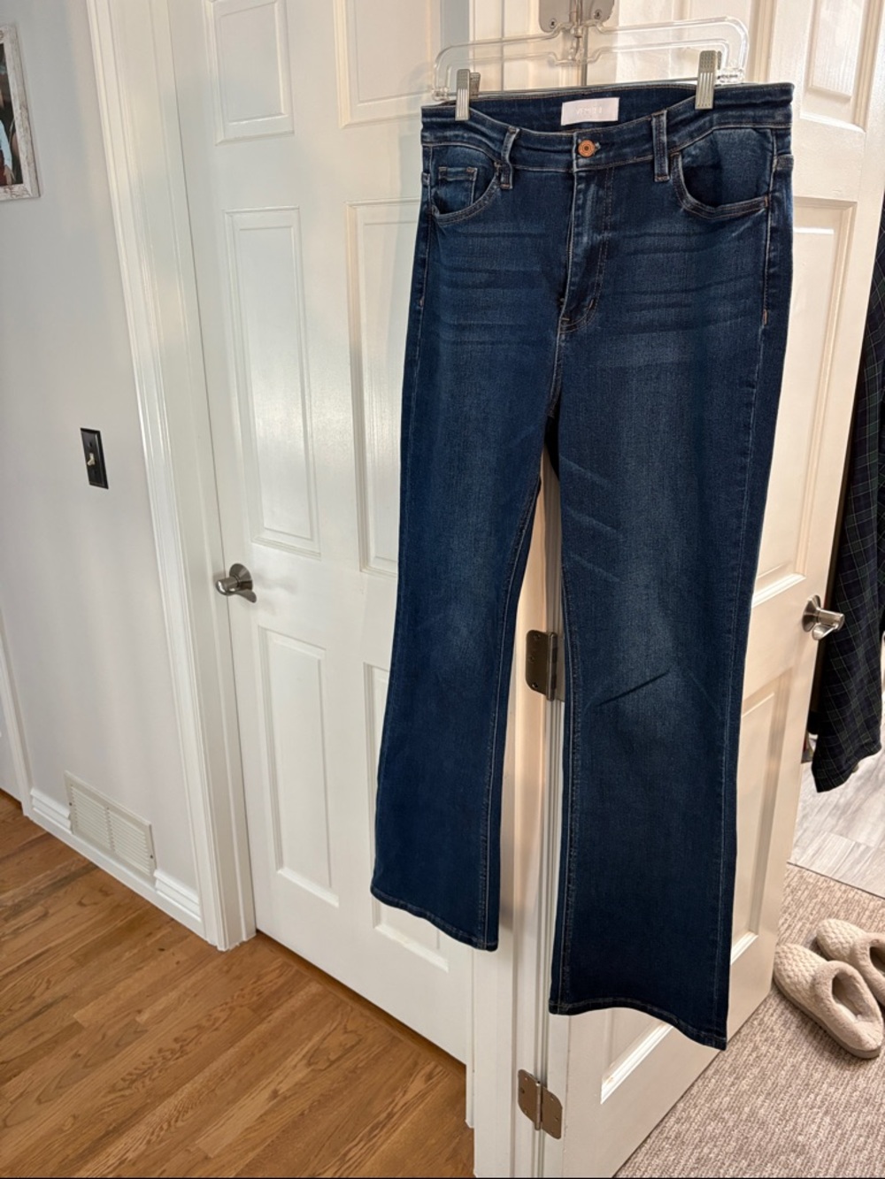 Dark Indigo Women’s Flare Jeans - Mid Rise Wide Leg